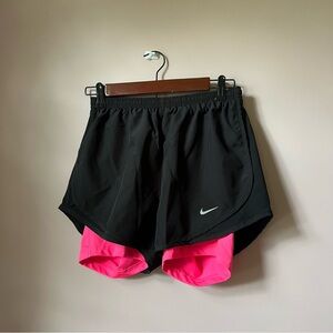 Nike Dry-Fit Black Shorts With Pink Spandex